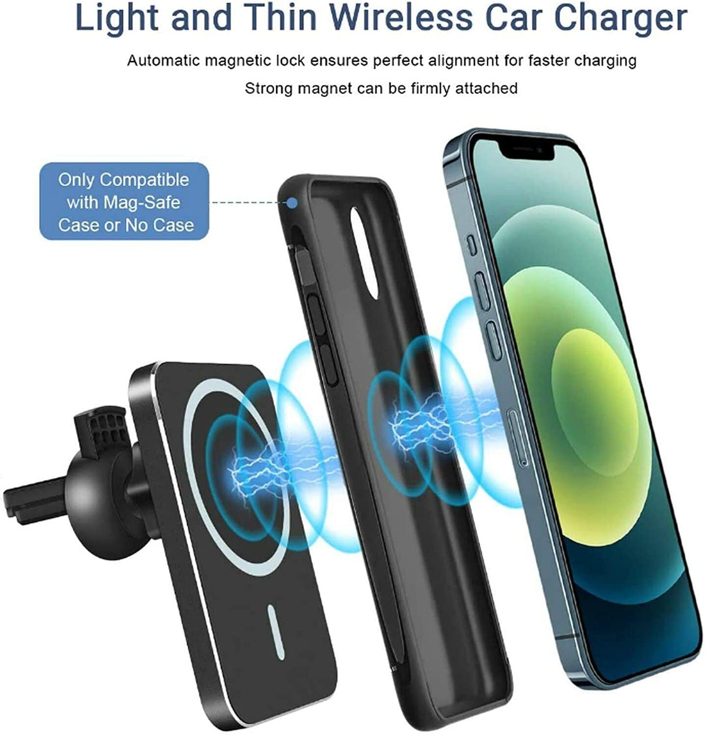 Magnetic Wireless Charger Car Mount Holder For iPhone 12 13 14 Pro Max MagSafe