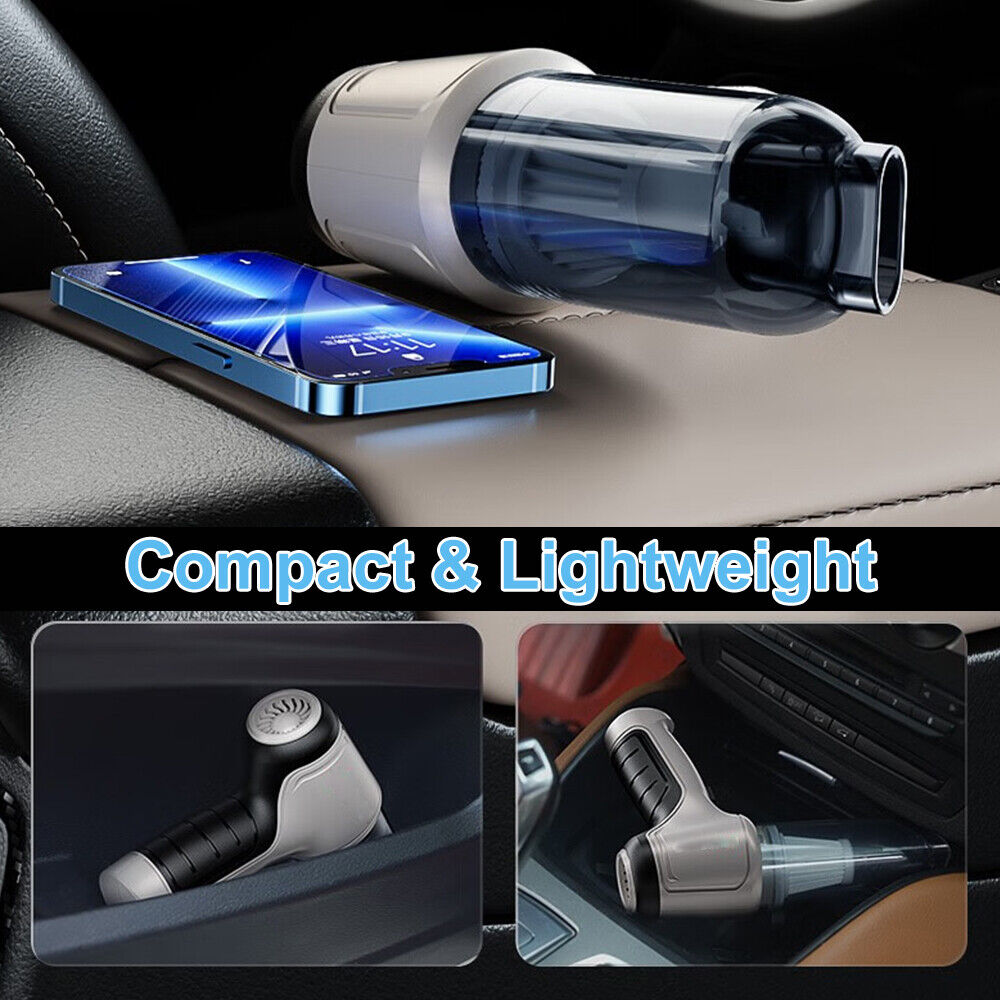 Electric Cordless Car Vacuum Cleaner: Handheld Air Blower Duster for Dry and Wet Messes, Portable