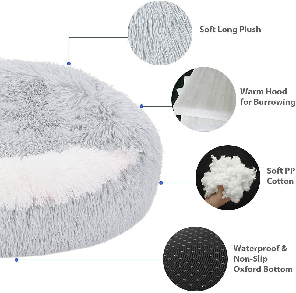 Soft Hooded Plush Pet Bed for Cats and Dogs