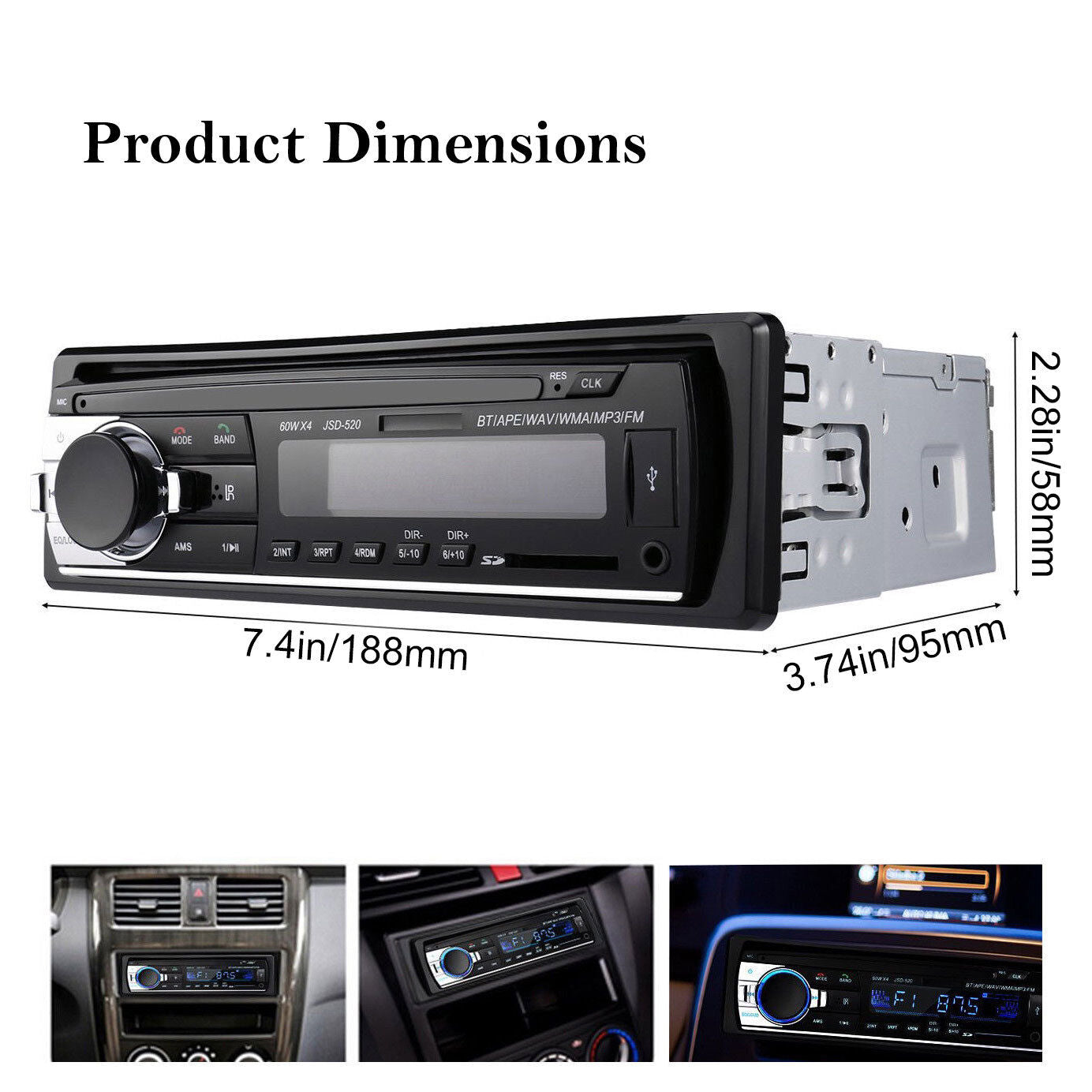 Bluetooth Car Stereo with FM Radio, SD/USB MP3 Player and Aux Input
