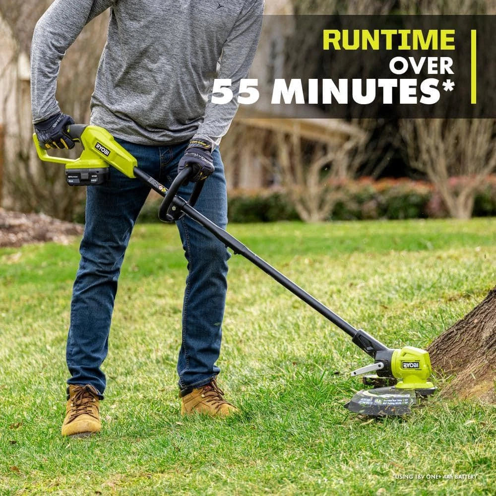 RYOBI 18V ONE+ String Trimmer with 4.0Ah Battery and Charger