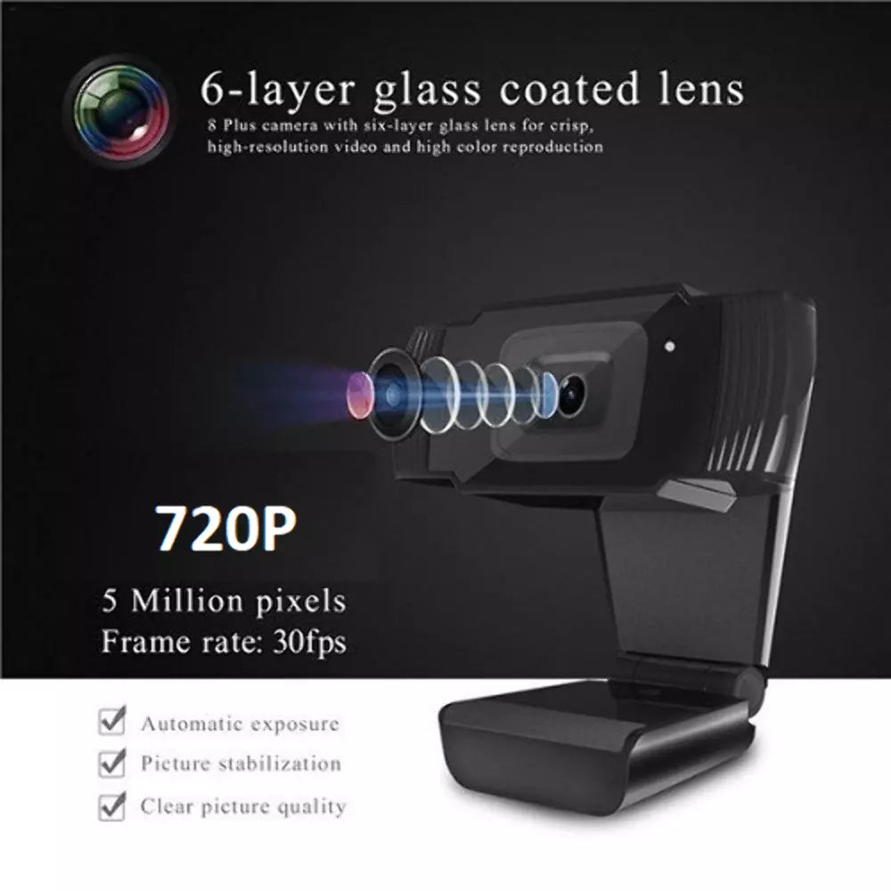 HD 720P USB Webcam with Microphone – Plug & Play Web Camera for Video Calls, Streaming, and Gaming