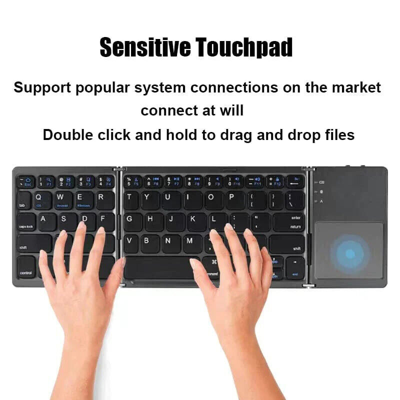 Foldable Bluetooth Keyboard with Touchpad – Portable Wireless Keyboard for Android, iOS & Windows Devices