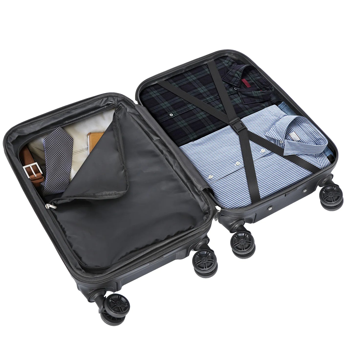 22" Black Hardside Carry-On Spinner Suitcase - Expandable Luggage with Wheels