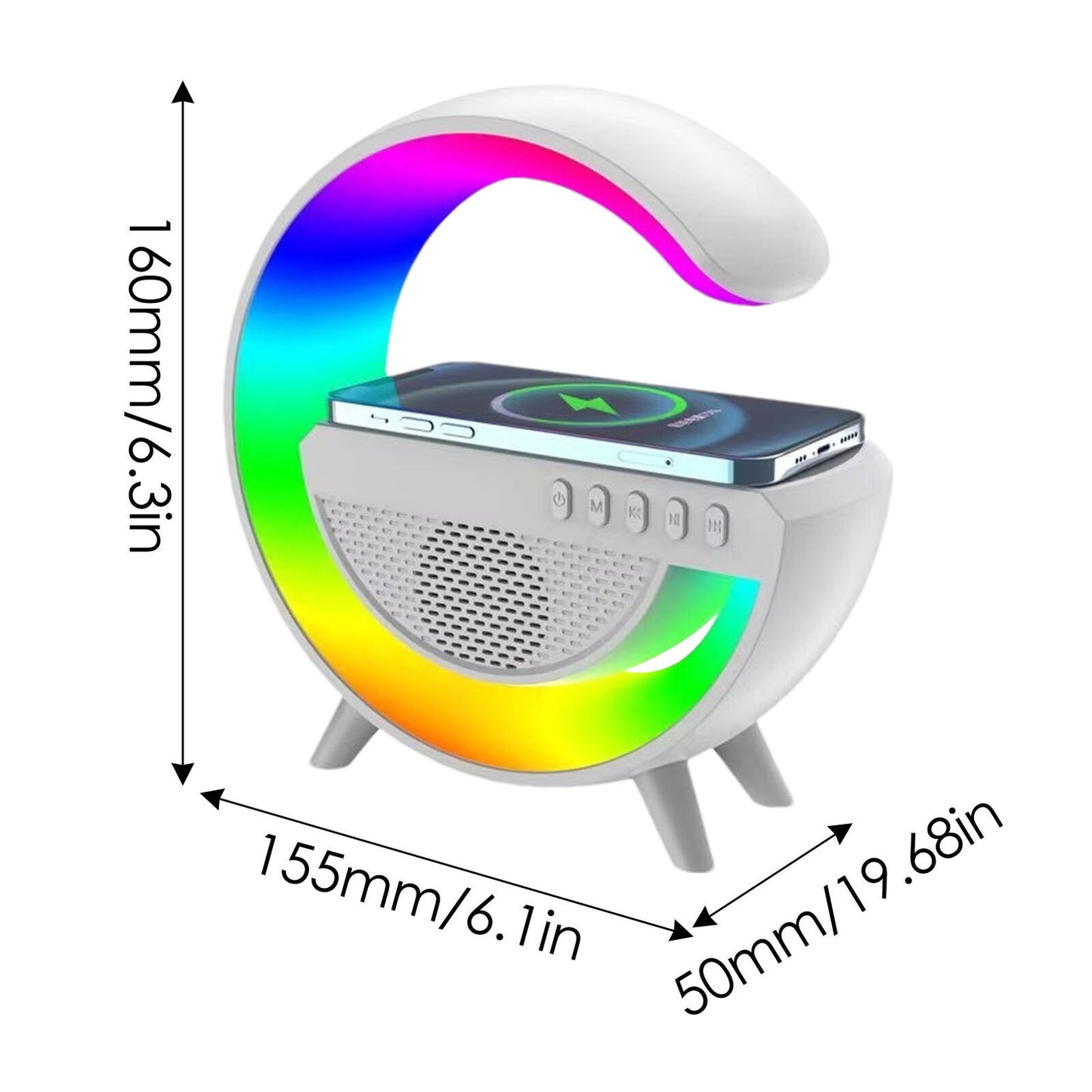 RGB Night Light Desk Lamp with Wireless Charger and Bluetooth Speaker