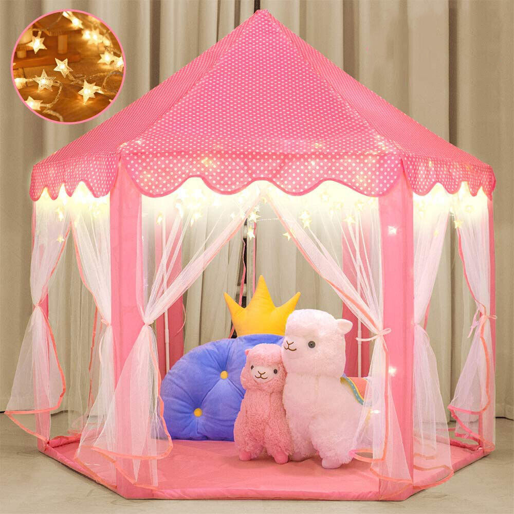 Princess Indoor Play Tent for Kids with Star Lights