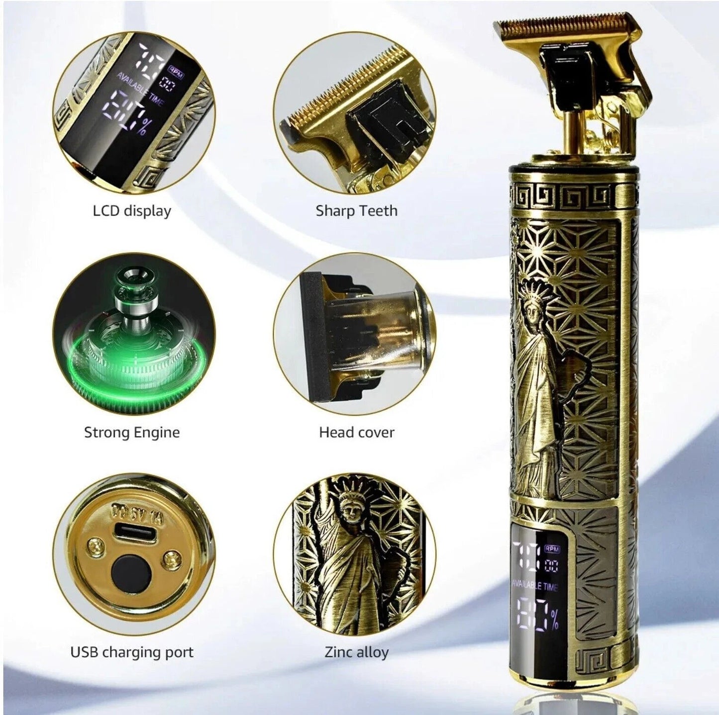 Professional Men's Beard & Hair Trimmer Kit: Cordless T-Blade Shaver & Barber