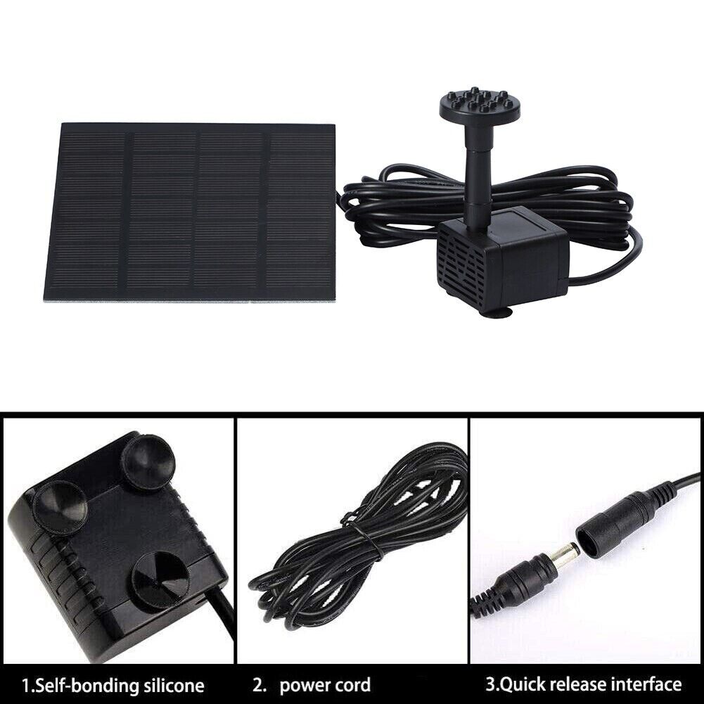 Solar Power Fountain Garden Pool Submersible Floating Water Pump Bird Bath Pond