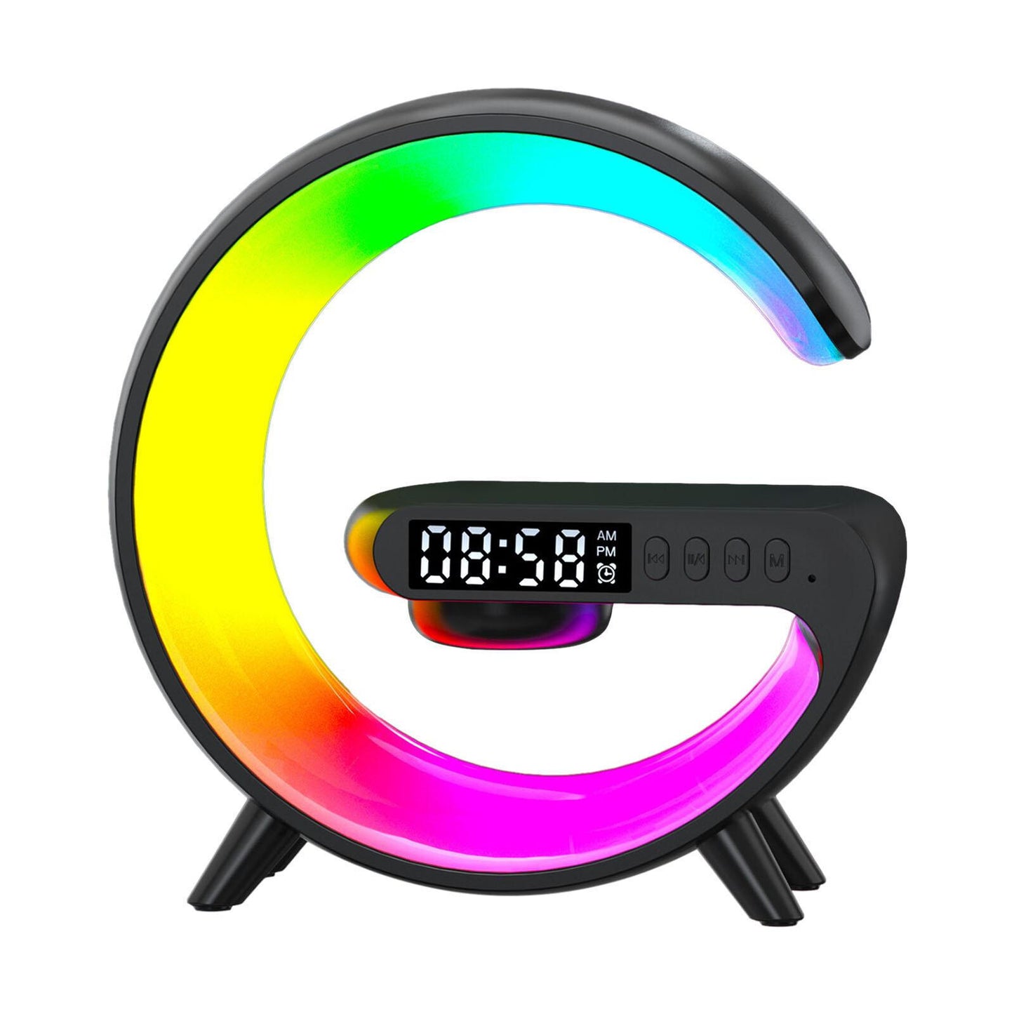 Bluetooth Speaker Wireless Charger RGB Alarm Clock LED Night Light