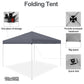 10x10 Pop-Up Canopy Tent with Adjustable Straight Leg Heights, Wheeled Bag & Ropes - Grey