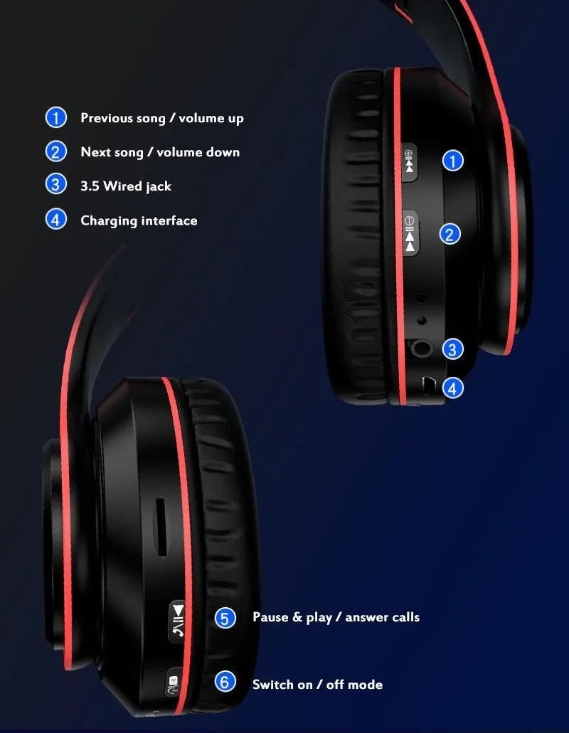 Super Bass Wireless Bluetooth Headphones Foldable Stereo Earphones Headsets