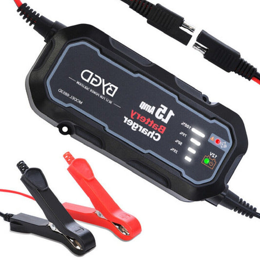 12V 1.5A Car Battery Charger Maintainer - Perfect for Trucks, Motorcycles, ATVs, and RVs