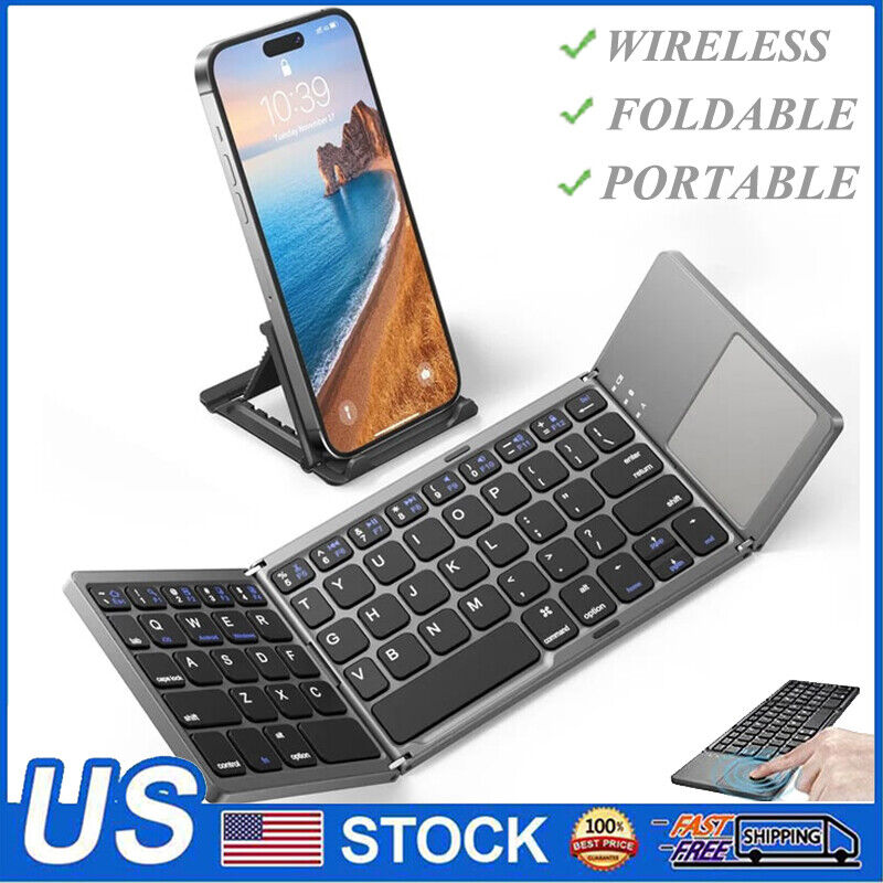 Foldable Bluetooth Keyboard with Touchpad – Portable Wireless Keyboard for Android, iOS & Windows Devices
