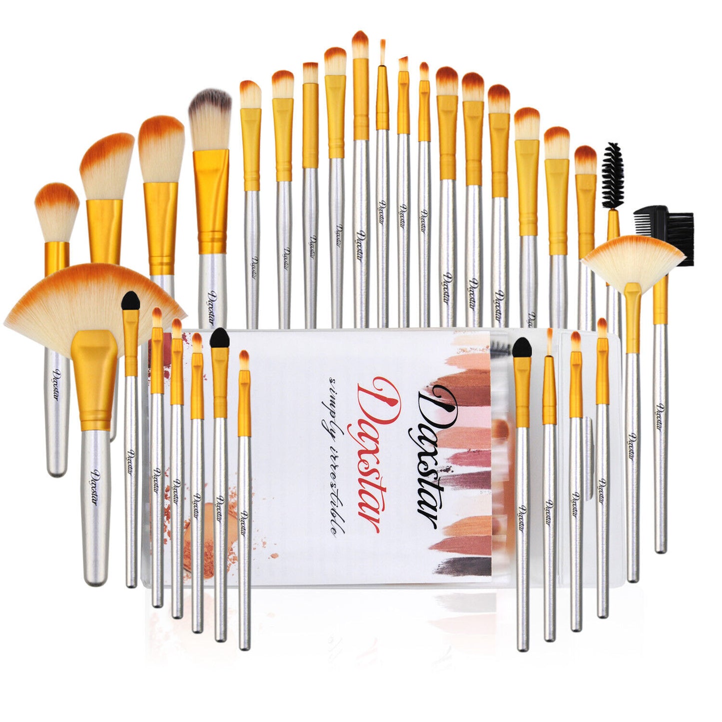 32-Piece Professional Makeup Brush Set with Leather Case – Soft Natural Hair Brushes for Eyes, Face & Lips – Perfect for Beginners & Makeup Artists