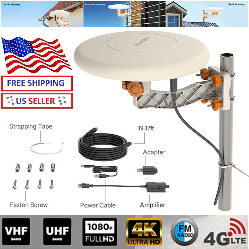 HDTV Outdoor Amplified TV Antenna 360° Omni-Directional Digital HD 1080P 4K (Homes, RVs, Yachts)