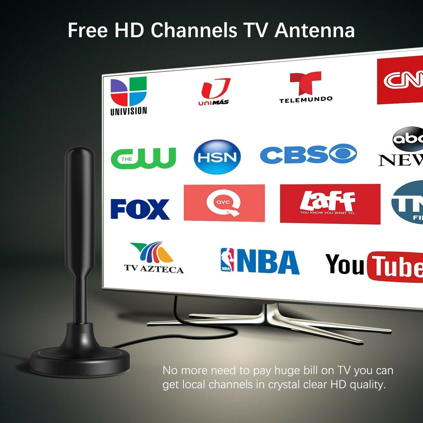 Upgraded Digital TV Antenna: 300-Mile Range, 1080P & 4K HDTV Indoor Reception
