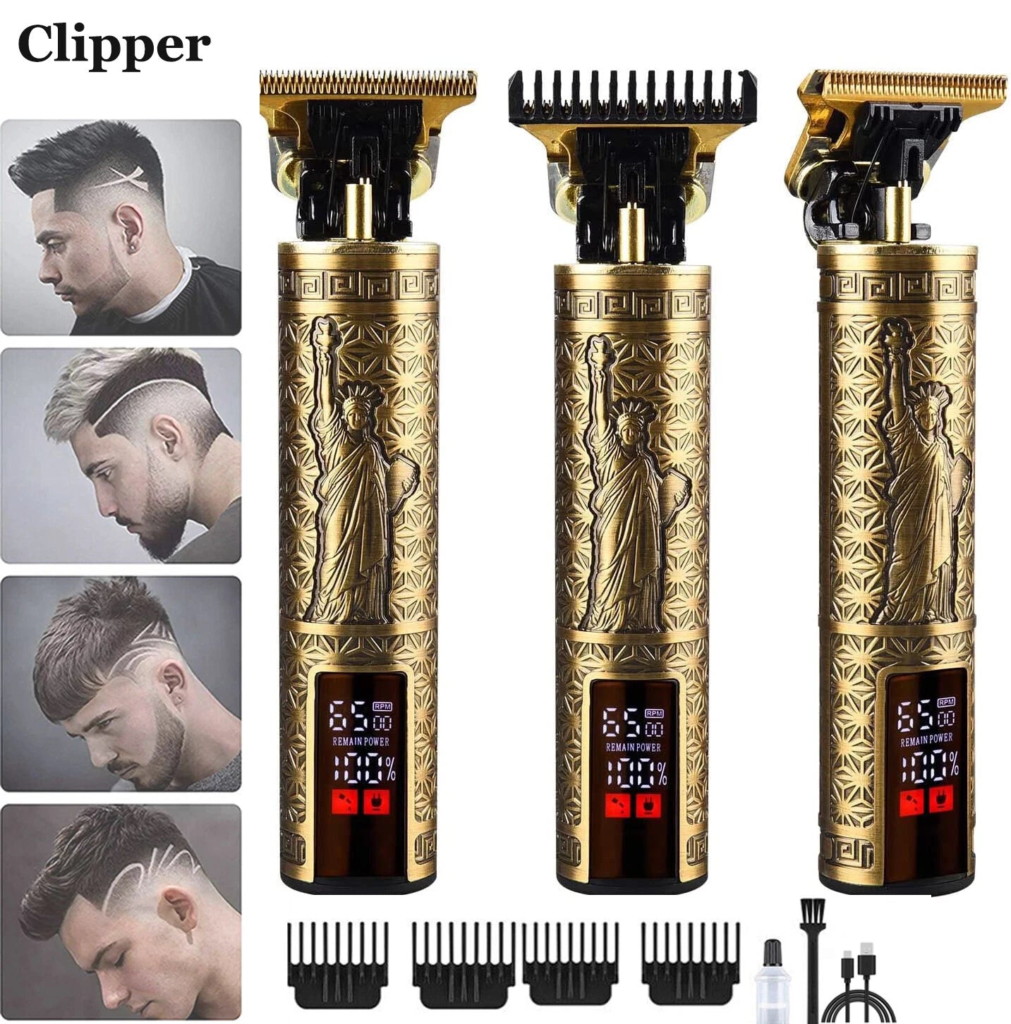 Professional Men's Beard & Hair Trimmer Kit: Cordless T-Blade Shaver & Barber