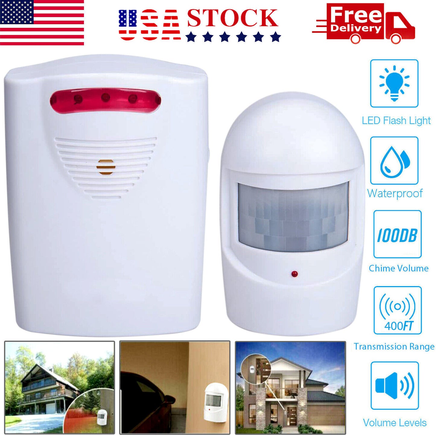 Garage Motion Sensor Security Infrared System White