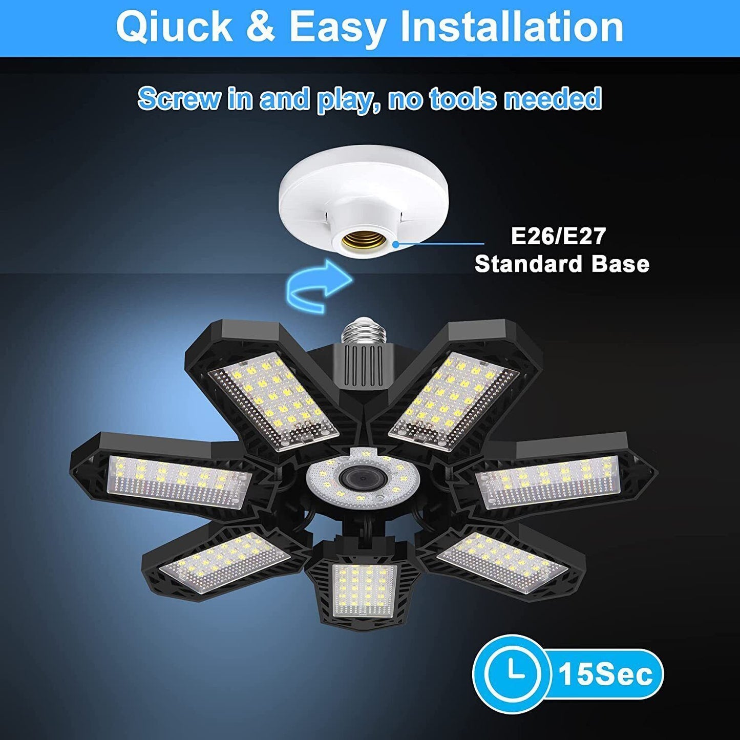 Bright 100W LED Garage Lights Deformable 100000lm Bulb