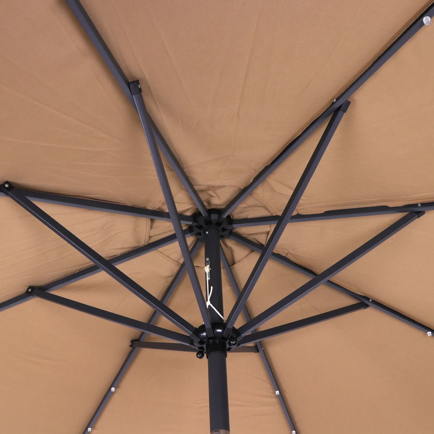 10FT Solar Patio Umbrella with 32 LED Lights - Outdoor Market Umbrella with Steel Tilt and Crank