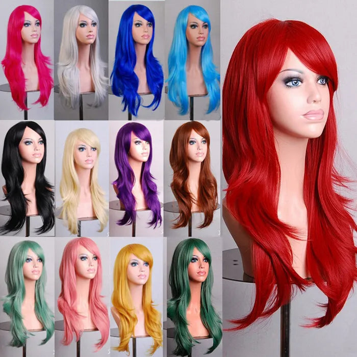 70cm  Long Curly Wig for Cosplay and Costume Parties, Full and Wavy Anime-Style Hair