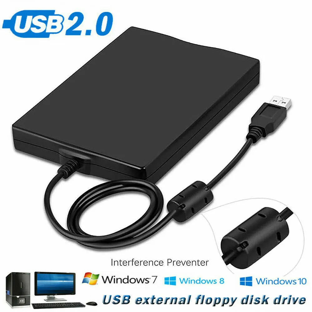 USB 2.0 External Floppy Disk Drive 3.5" 1.44MB For Laptop Windows PC Mac