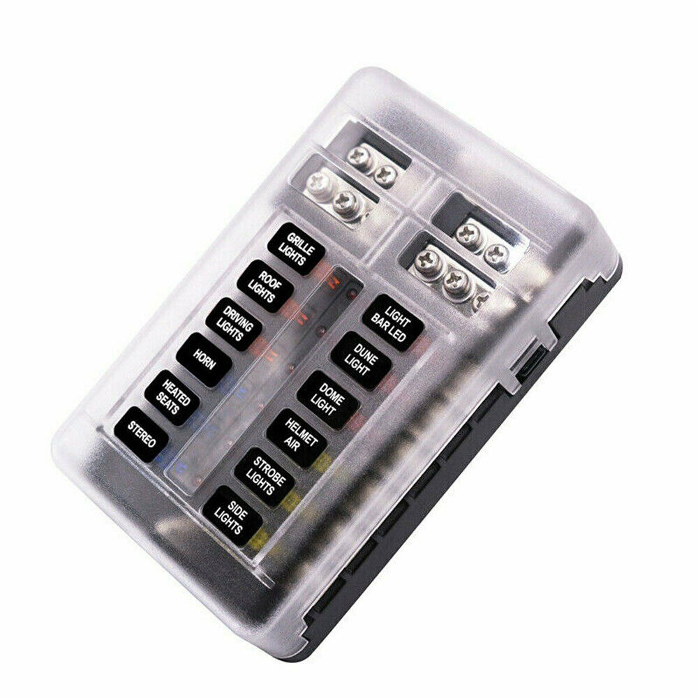 12-Way Waterproof Blade Fuse Box - Perfect for Cars and Marine Use