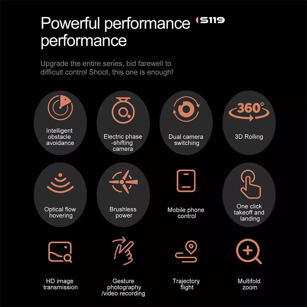 S119 Foldable Drone with 4K ESC Camera, 5G WiFi FPV, 360° Obstacle Avoidance, and Extended Range