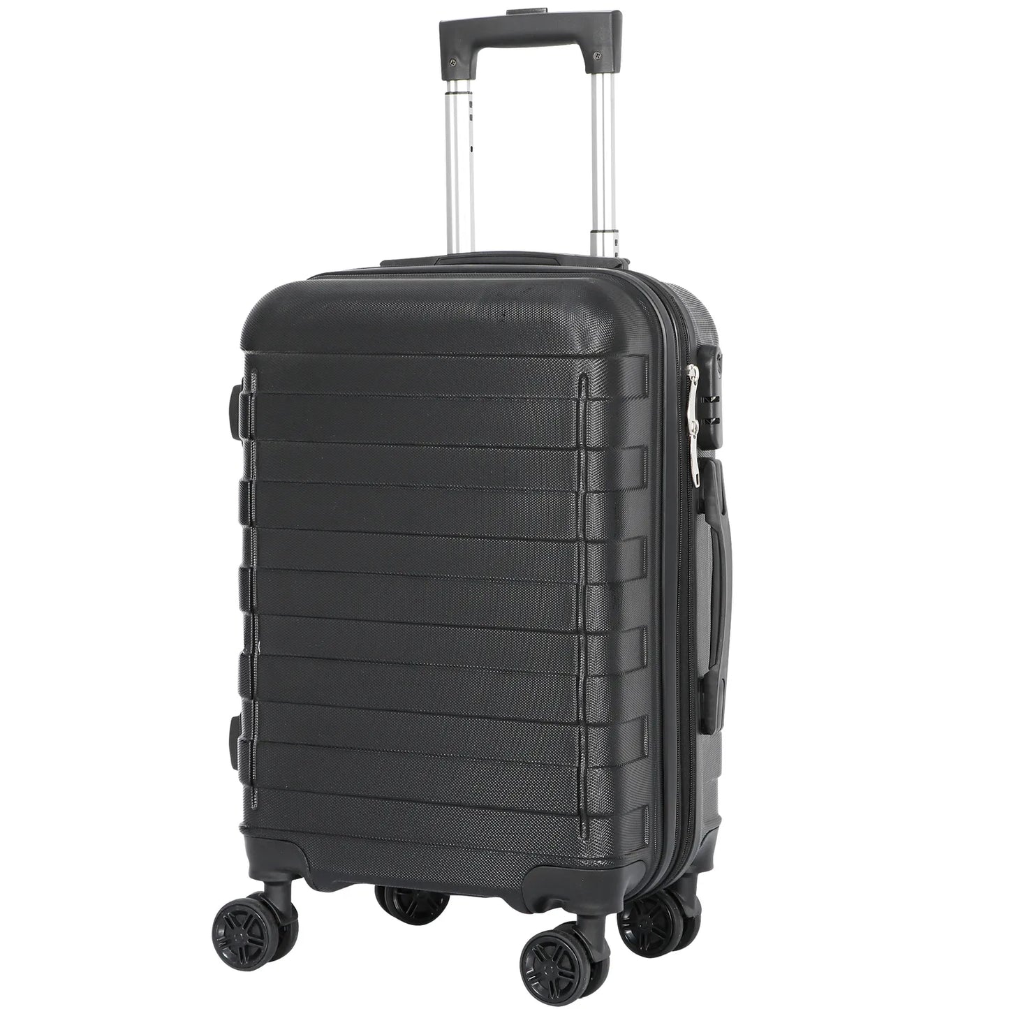 22" Black Hardside Carry-On Spinner Suitcase - Expandable Luggage with Wheels