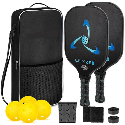 Fiberglass Pickleball Paddle Set - 2 Pack Racquets with Pickle Balls Racket Kit