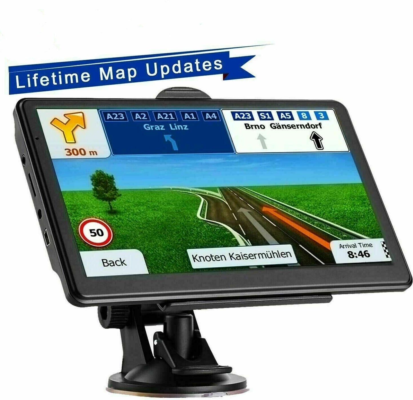 7-inch Portable Truck GPS Navigation with Free USA and Canada Maps - 8GB Storage and 256MB RAM
