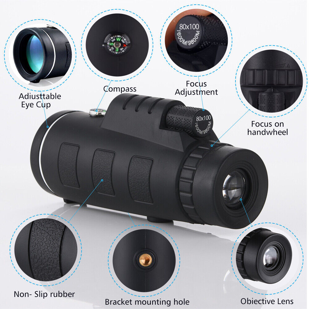 Smartphone Telescope Lens Monocular Optical HD+ Tripod + Clip