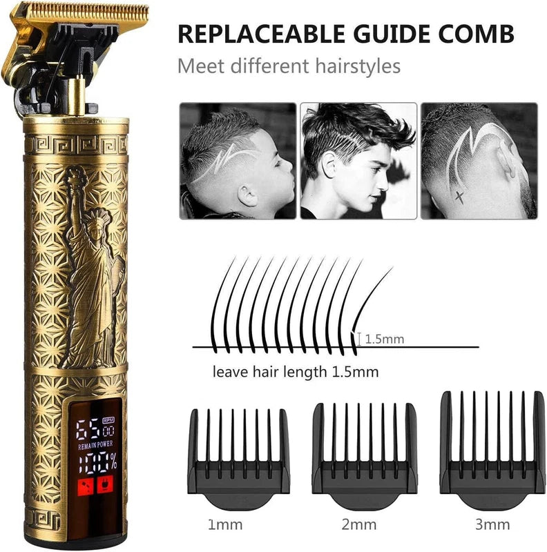 Professional Men's Beard & Hair Trimmer Kit: Cordless T-Blade Shaver & Barber