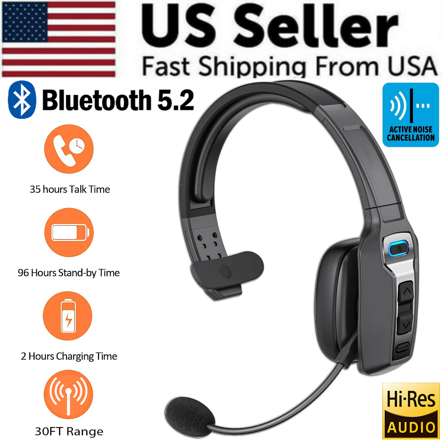 Trucker Headset: Wireless Noise Cancelling Mic (Phones & PC)