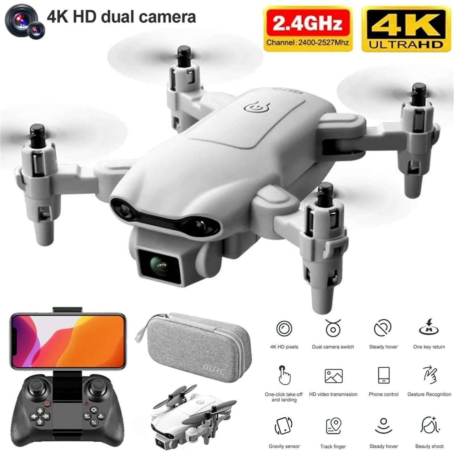 Drone 4k HD Wide Angle Camera WIFI FPV Drone Dual Camera Quadcopter