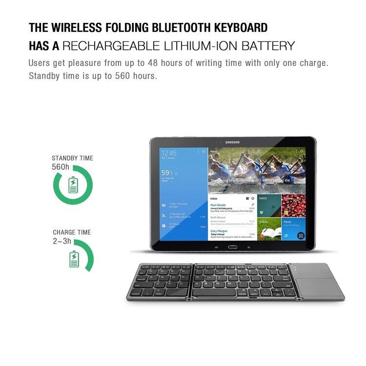 Foldable Bluetooth Keyboard with Touchpad – Portable Wireless Keyboard for Android, iOS & Windows Devices