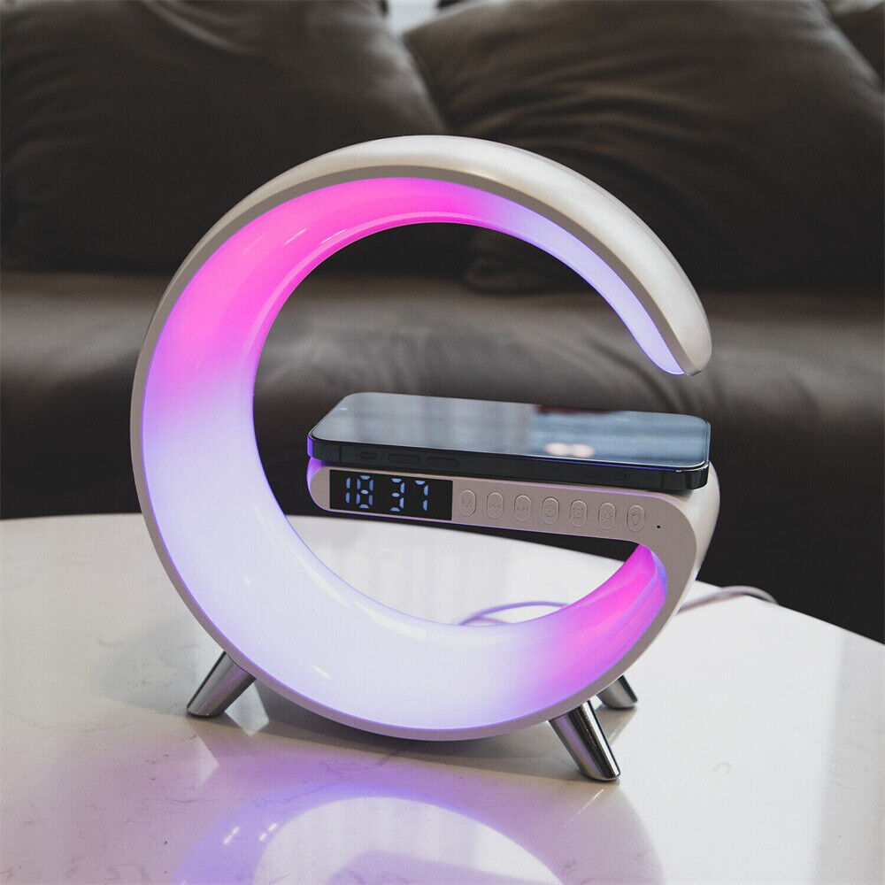 RGB Night Light Desk Lamp with Wireless Charger and Bluetooth Speaker