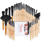 32-Piece Professional Makeup Brush Set with Leather Case – Soft Natural Hair Brushes for Eyes, Face & Lips – Perfect for Beginners & Makeup Artists