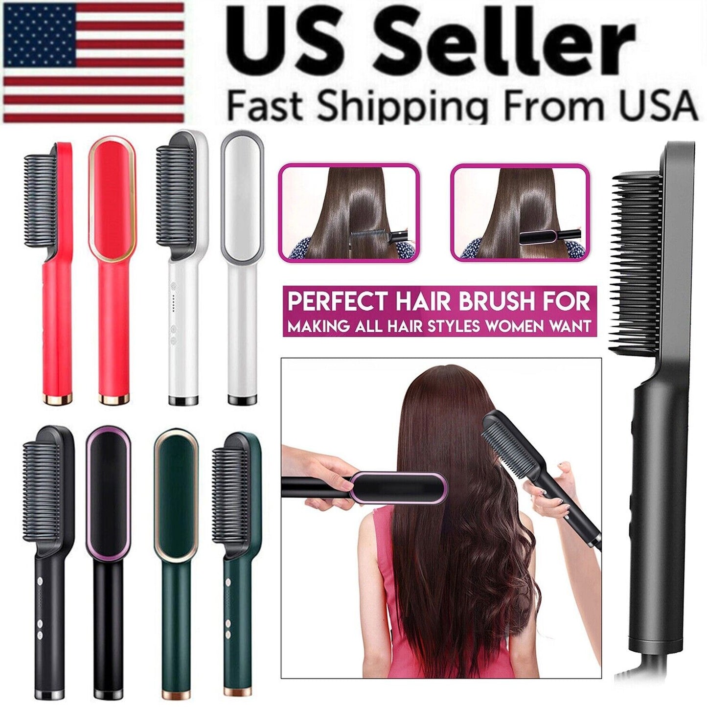 2-in-1 Hair Straightener Comb & Iron