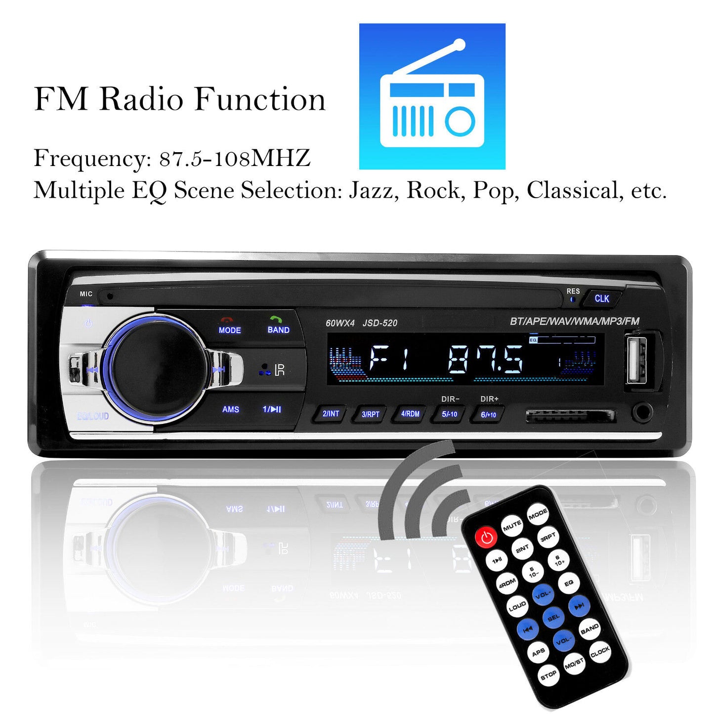 Bluetooth Car Stereo with FM Radio, SD/USB MP3 Player and Aux Input
