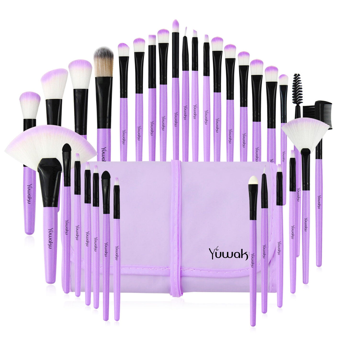 32-Piece Professional Makeup Brush Set with Leather Case – Soft Natural Hair Brushes for Eyes, Face & Lips – Perfect for Beginners & Makeup Artists