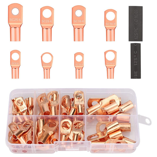 140pcs Copper Wire Lugs Assortment Kit for Battery Cable Ends and Terminal Connectors