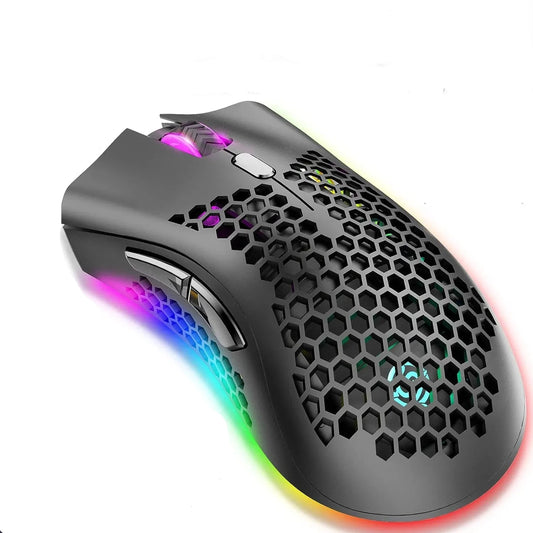 Rechargeable Wireless Gaming Mouse with 7-Color LED Backlight and Optical Cordless Design for PC