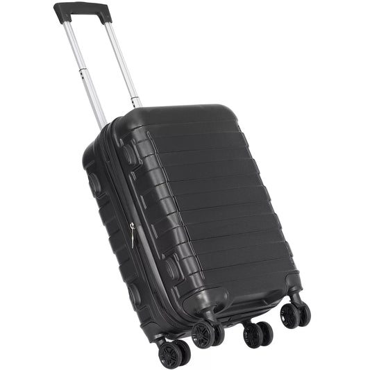 22" Black Hardside Carry-On Spinner Suitcase - Expandable Luggage with Wheels