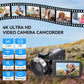 4K Video Camcorder – 48MP Digital Camera with 3” IPS Flip Screen, 16X Zoom, Wi-Fi App Control, External Mic, HDMI/USB, Dual Batteries – Vlogging Camera
