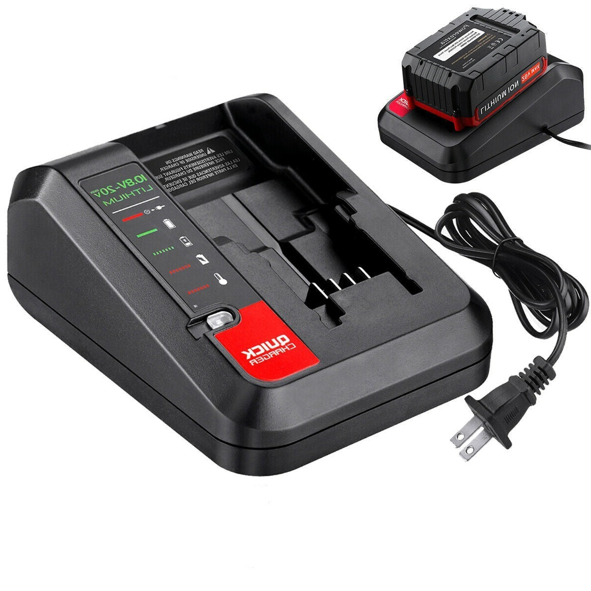 Power Up Faster with 20V MAX Rapid Charger for Black&Decker and Porter Cable 20 Volt Lithium Battery