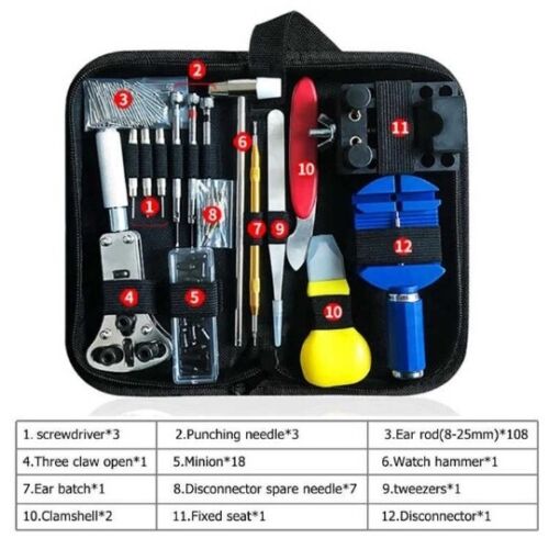 147 pcs Watchmaker Repair Kit: Includes Back Case Remover, Opener, Link Pin, and Spring Bar Tools