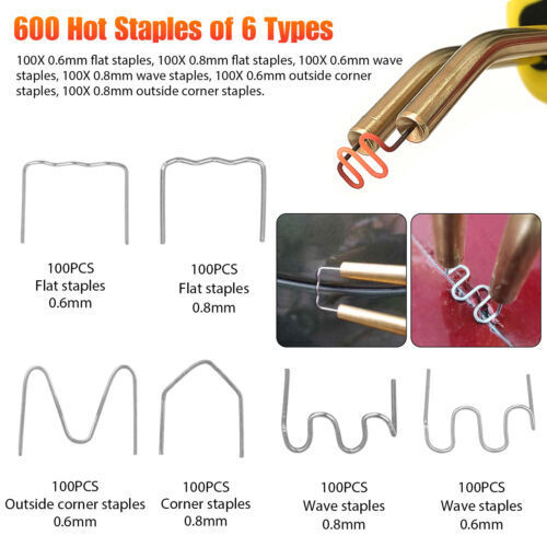 Plastic Repair Hot Stapler Kit for Car Bumpers & Fenders with Welder Machine + 800 Staples