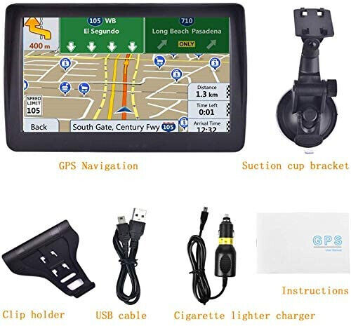 7-inch Portable Truck GPS Navigation with Free USA and Canada Maps - 8GB Storage and 256MB RAM