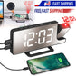 USB-Powered Rotatable LED Projector Clock with Dual Alarms, FM Radio & Snooze Function"